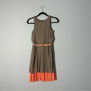 jessica simpson tan/orange layered dress size XS